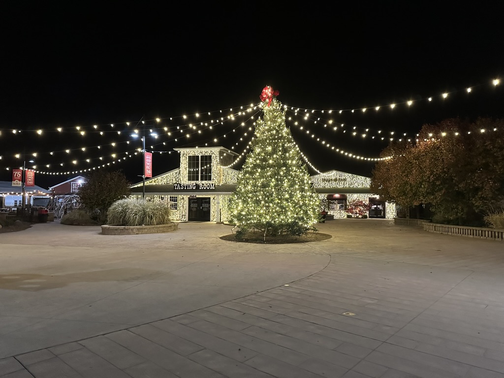 Blakes Cider Mill in Armada, Michigan with holiday lighting from Let It GLOW